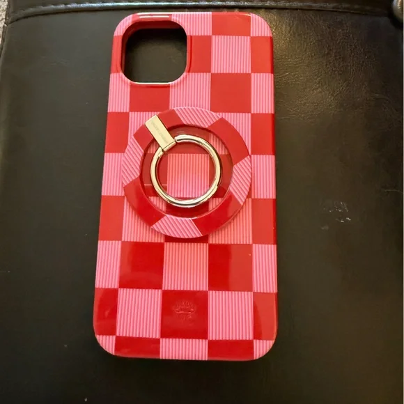 Velvet Caviar Red and Pink Checkered Phone Case with Ring Holder. Fits iPhone 13 - Picture 1 of 6